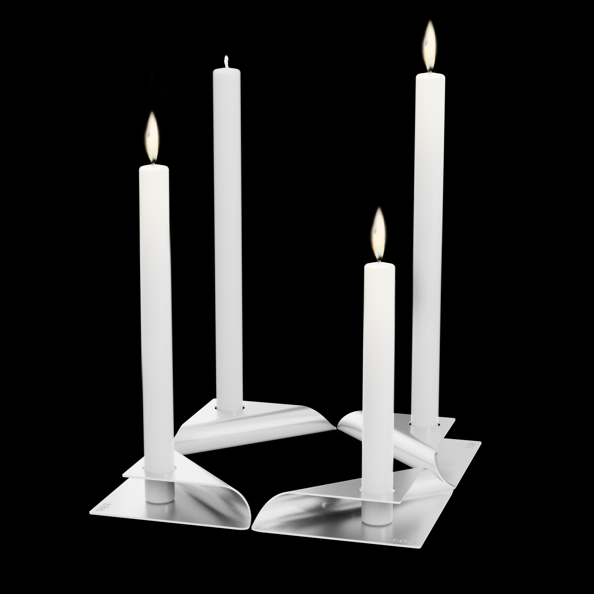Square Candle silber